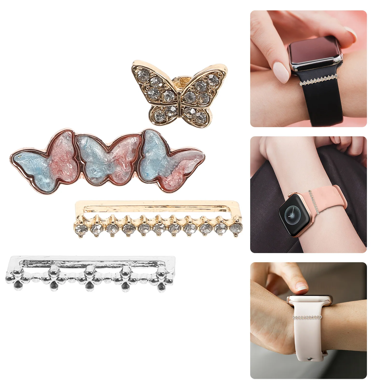 

4Pcs Watch Band Charms Exquisite Decorative Loops Premium Sturdy Material for Personalized Look Watch Band Charm Decor