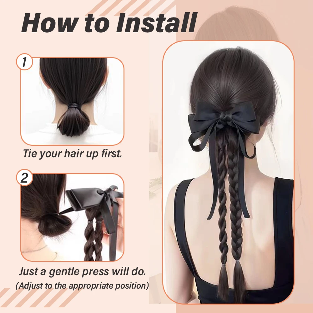 ถักผมด้วยกิ๊บปากเป็ดในตัว ต่อผมแบบถักสำหรับผู้หญิงและเด็กผู้หญิง กิ๊บต่อผมแบบถัก ผมถักสังเคราะห์