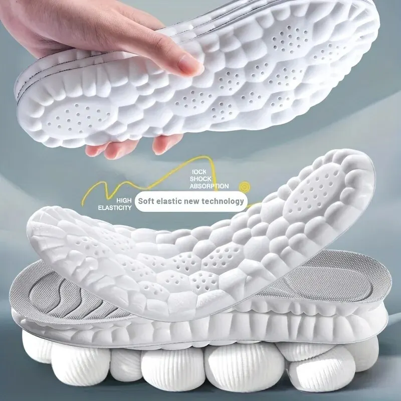 4D Orthopedic Sport Insoles Super Soft Breathable High-elasticity Shock Absorption Running Shoe Pad Anti-pain Deodorant Cushion