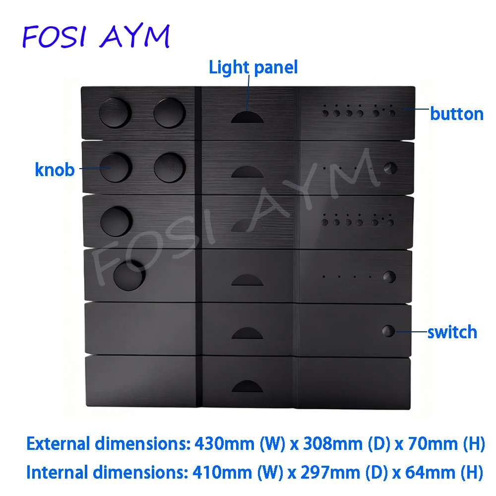 

430*308*70mm FOSI AYM Aluminum Amplifier Chassis Replica Naim Audio NAP150 NAP200 Preamplifier/Decoder Amplifier Case Shell DIY