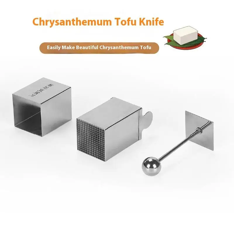 Rebanador rápido de crisantemo, herramienta de corte de Tofu, molde creativo de acero inoxidable para triturar Tofu, soporte Manual para rebanador de Tofu DIY