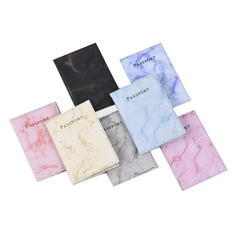 Travel Accessories Vintage Marble Passport Holder ID Cover Women Men Portable Bank Card Passport Business PU Leather Wallet Case