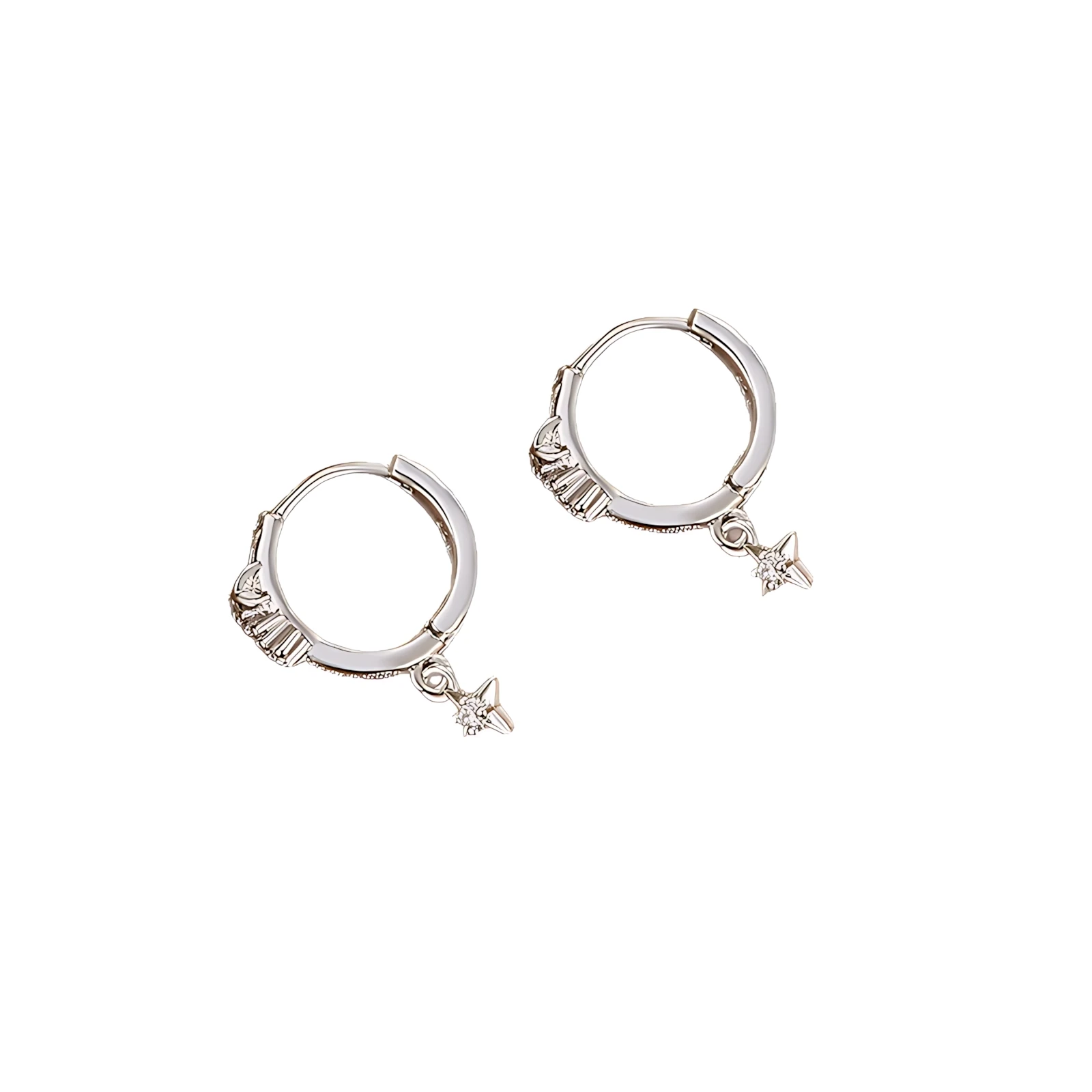 Vintage-Ohrringe aus 925er-Sterlingsilber für Damen, trendig, schlicht, rund, Stern-Zirkon-Ohrring, Schmuck, verhindert Allergien, Party-Zubehör – Detail 8