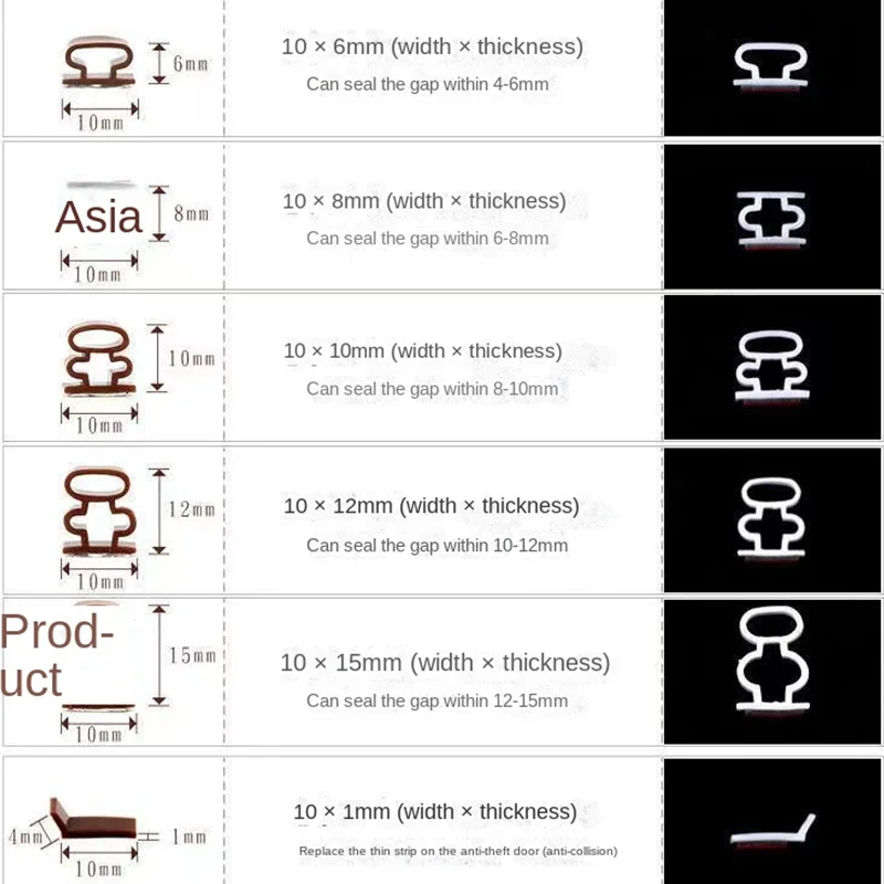 입구 문짝 씰링 스트립, 자체 접착 및 탄성, 바람, 방음, 충돌 및 내마모성