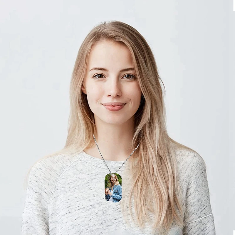 88 buah tag anjing aluminium kosong cap sublimasi, dengan rantai kalung rantai gantungan kunci pita panas untuk Pet ID, liontin