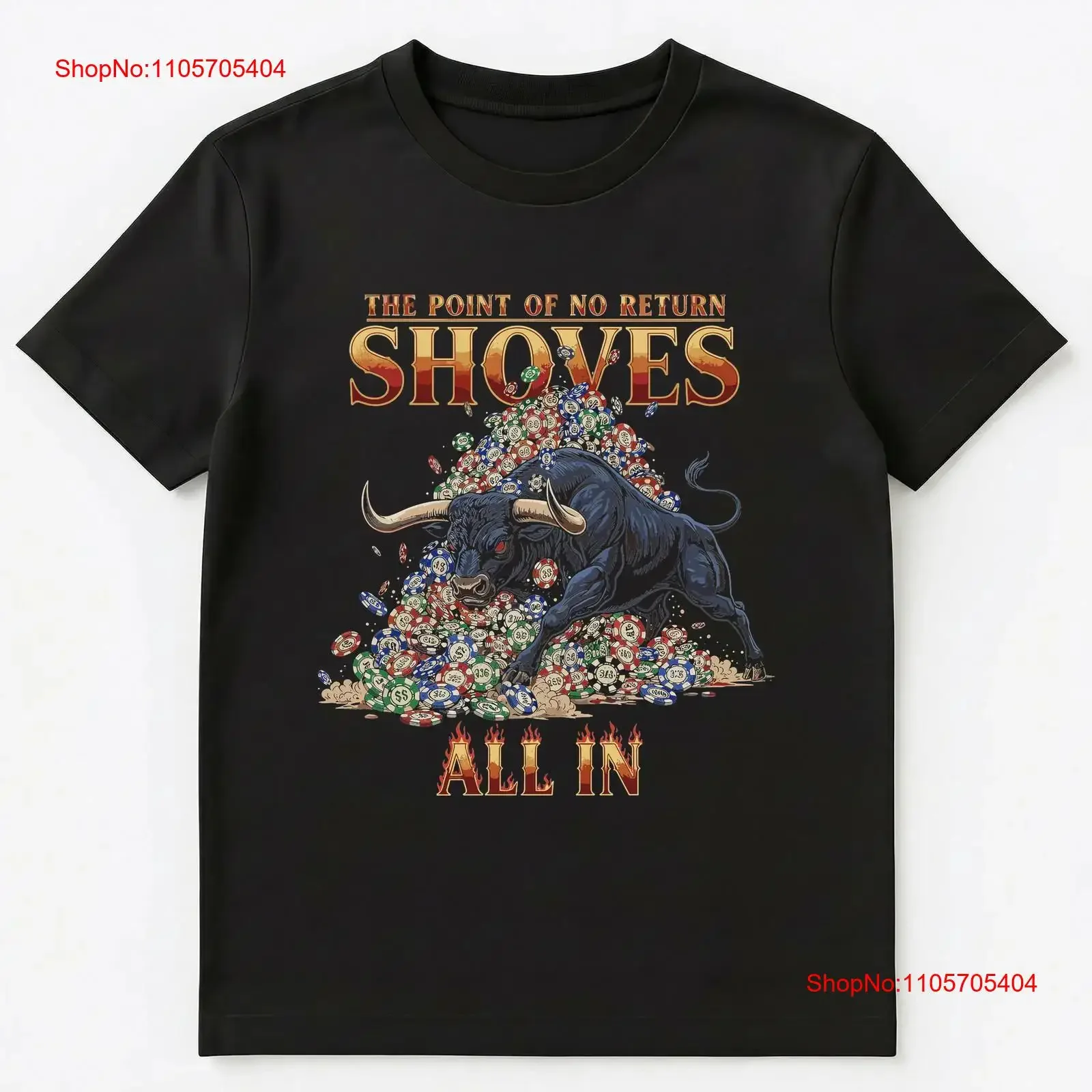 Gambler Bull Poker T Shirt long or short sleeves vintage Washed Unisex Stylish Versatile streetwear designer clothes Slightly