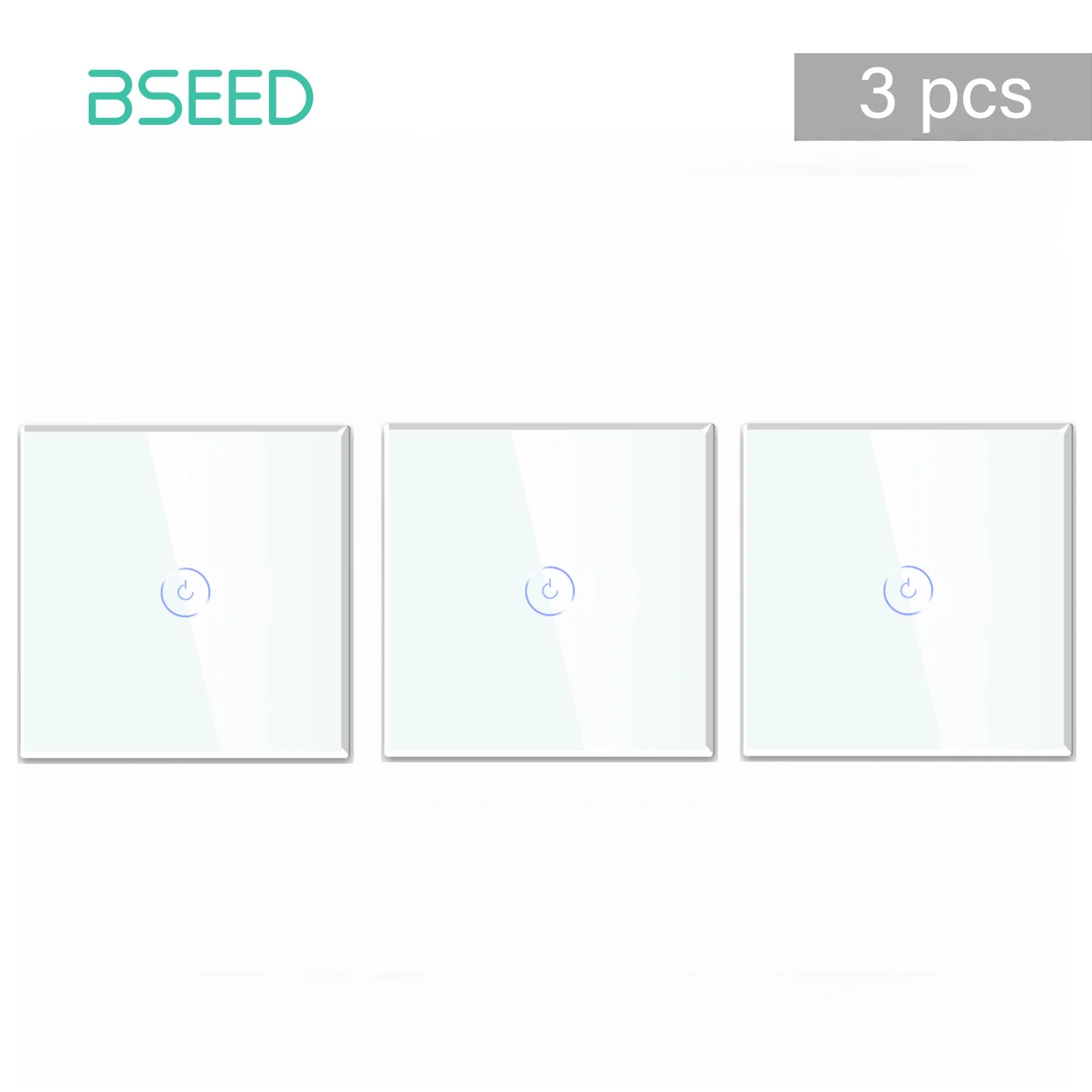 BSEED WIFI Smart Light Switch Tuya Smart Life 1/2/3 Gang APP Multi-Control Trap Schakelaar Met Neutraal Blauw Achtergrondverlichting Glazen Paneel