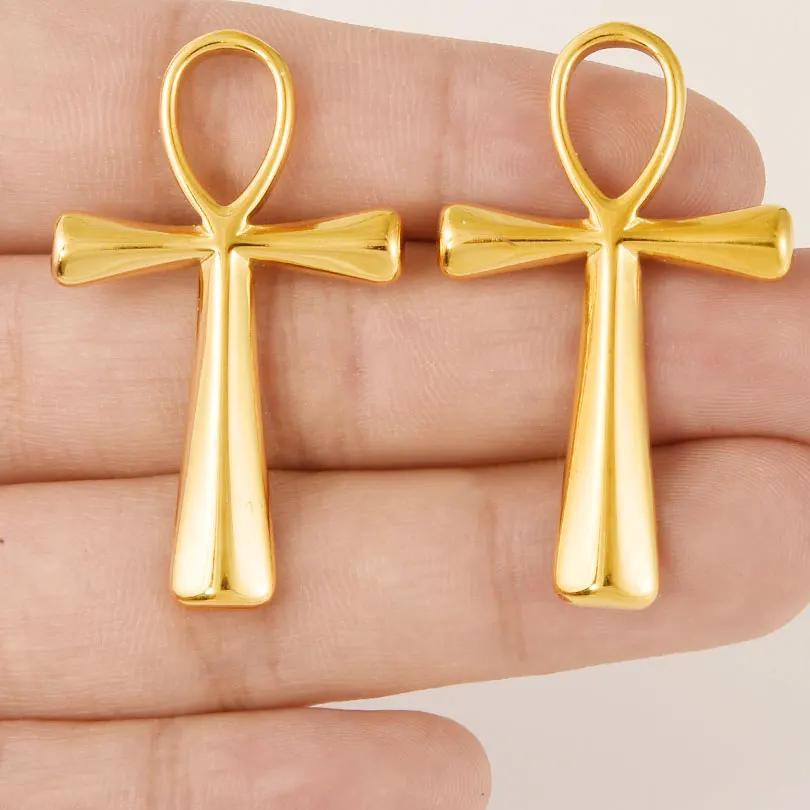 5pcs Mix Religious Stainless Steel Ankh Cross Pendants For Jewelry Making Supplies DIY Accessories No Fade Metal Charms Pendant - view 2