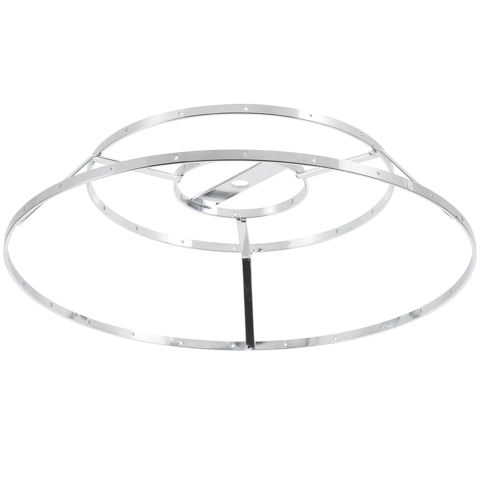 

DIY Lampshade Frame Chandelier Accessories 2 Layers Silver Color 25cm Diameter 6cm Height Metal Lamp Shade Holder Pendant Light