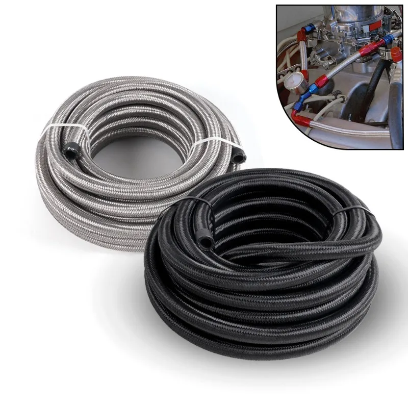 Car modification stainless steel high pressure rubber YouTube AN4-AN10 CPE braided fuel cooling hose 1m