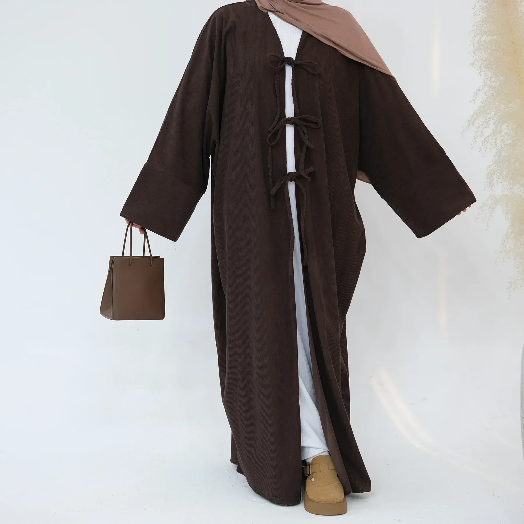 Corduroy Open Abaya Winter Kimono Dubai Luxury Muslim Party Dress Plain Abayas for Women Islamic Clothes Ramadan Eid Kaftan Coat