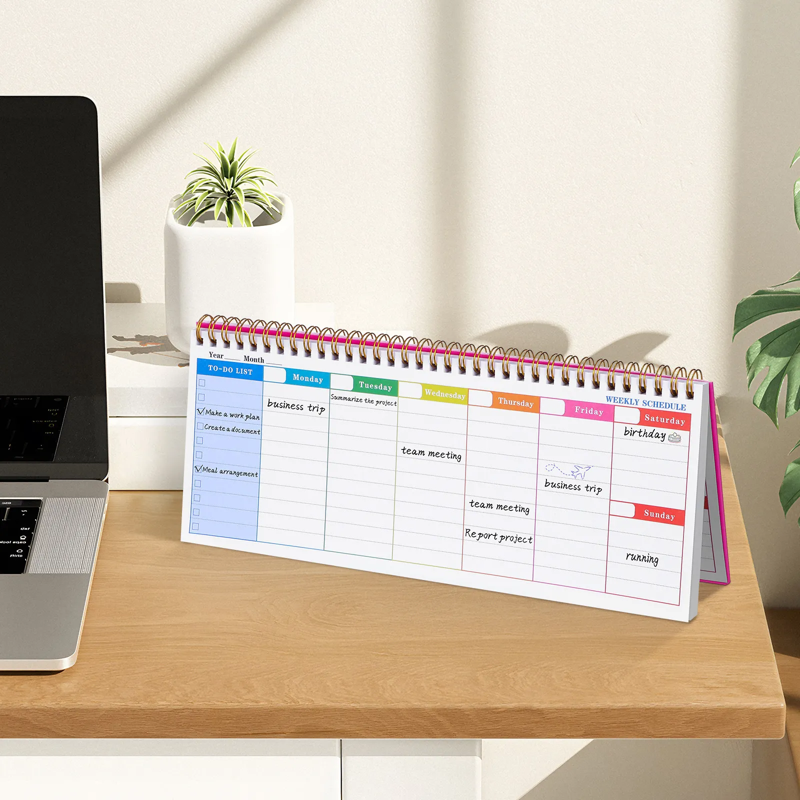 

English Long Strip Weekly Planner Undated Horizontal Layout Smooth Paper No Ink Bleed Tear Off Weekly Planning Pad for Office