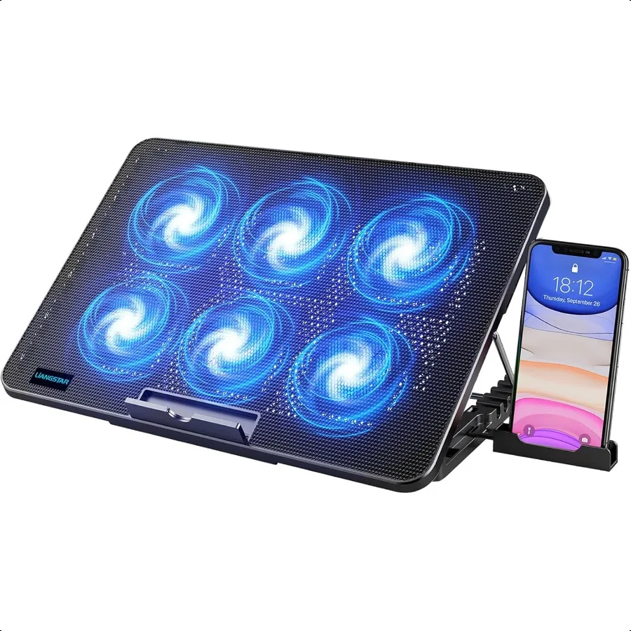 

Laptop Cooling Pad Laptop Cooler with 6 Quiet Fans for 1217 Inch Notebook Gaming Fan Stable Stand 7 Height Wind Speed Adjustabl
