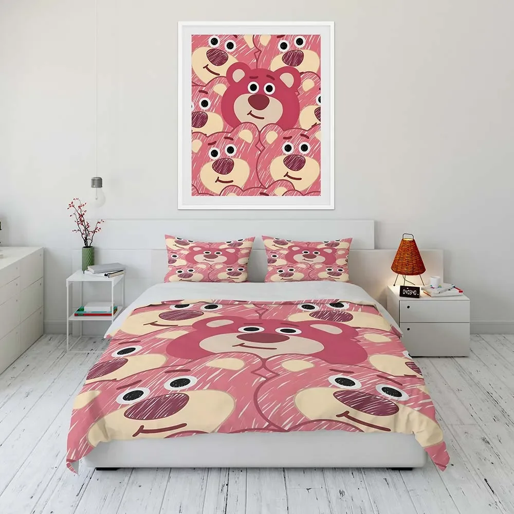 Disney Lotso Cartoon Bedding Set Quilt Spiderman Duvet Cover Comforter Bedclothes Children Kid Boy Bed Birthday Gift Bedding