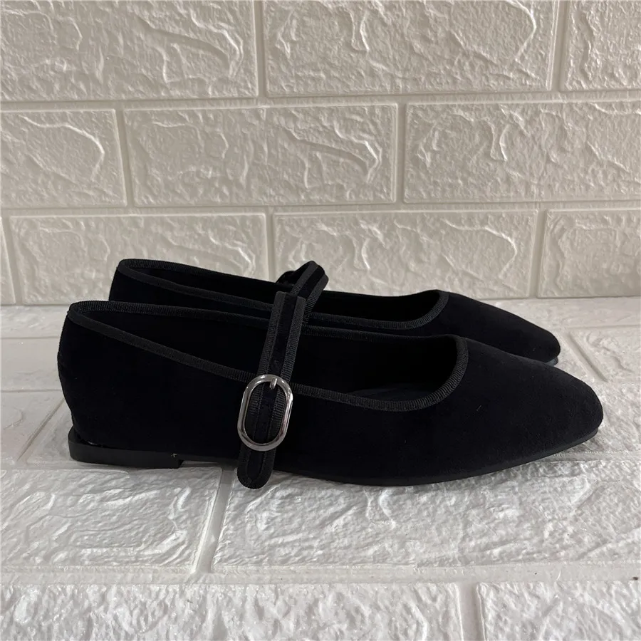 Black Square Toe Ballerinas Flats Women Ballet Dance Shoes Mary Janes Casual Loafers Ladies Espadrilles Walking Zapatos Mujer