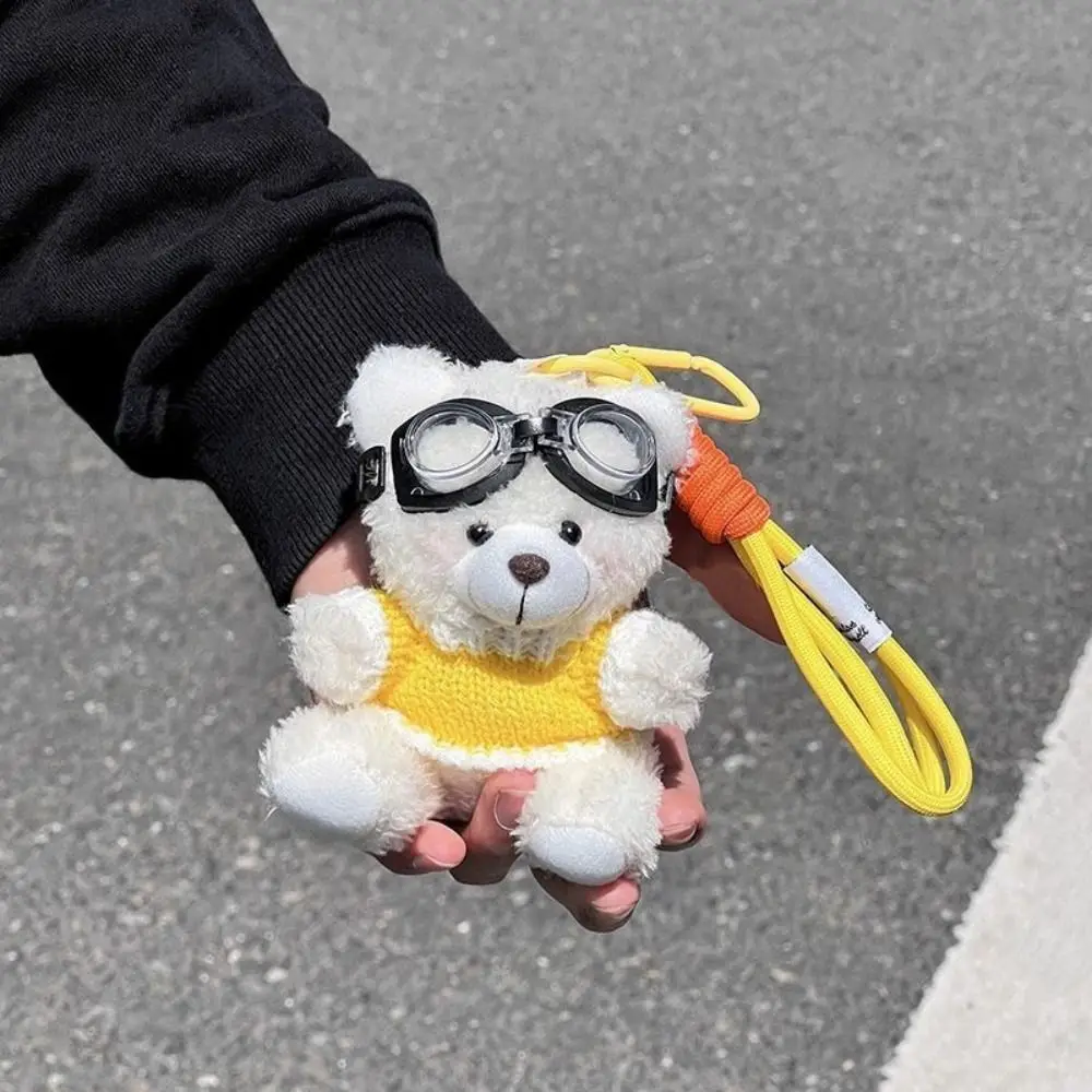 Creative Key Chain Pilot Bear Keychain Bag Pendant Decoration Key Ring Stuffed Animal Bag Ornaments