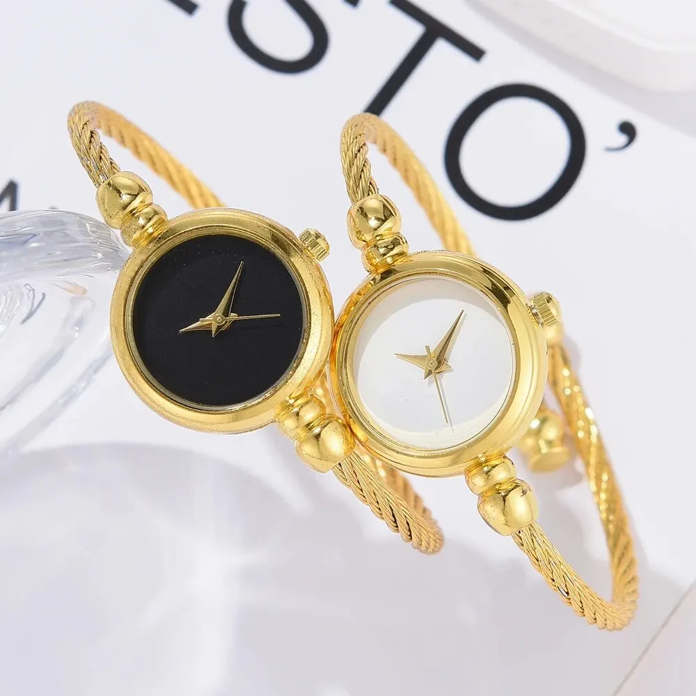 2PCS Fashion Luxury Women\'s Watch Gold Fine Strap Ladies Watch For Bracelet Montre Femme Female Wrist Watch Women Clock Relojes