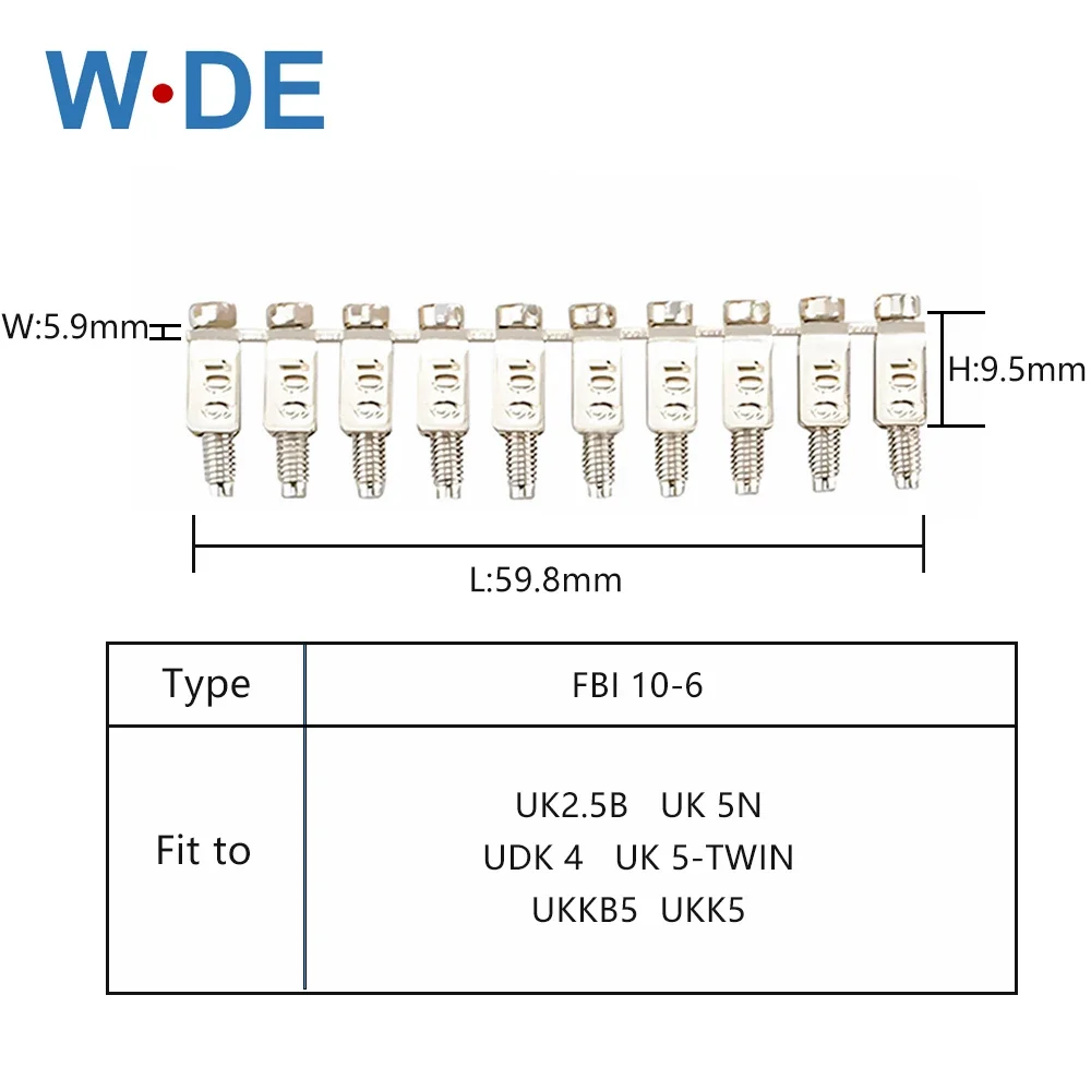 FBI 10-6 Fixed Bridge UK Type Terminal Block Accessories For UK2.5B UK5N UDK-4 UK5-TWIN UKKB5 UKK5 DIN Rail Terminal Blocks