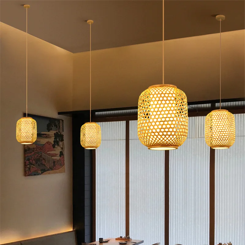 

Bamboo art bamboo chandelier, Chinese simple homestay bedroom balcony Japanese lantern tatami lamp