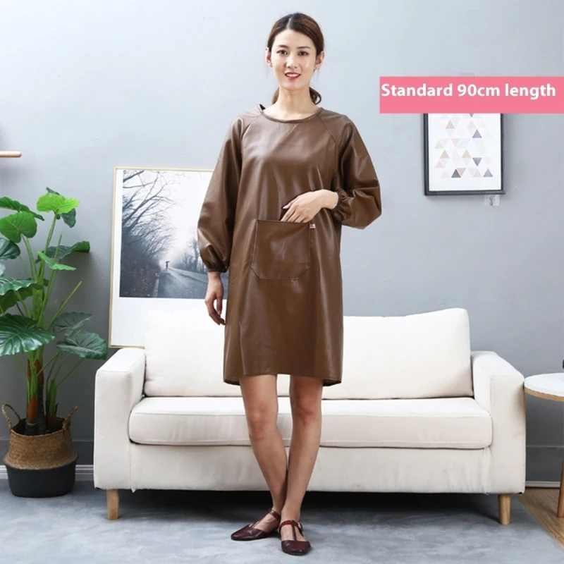 

Защитный фартук с длинными рукавами из утолщенной искусственной кожи, устойчивый к пятнам, легкий в очистке дизайн, защитное