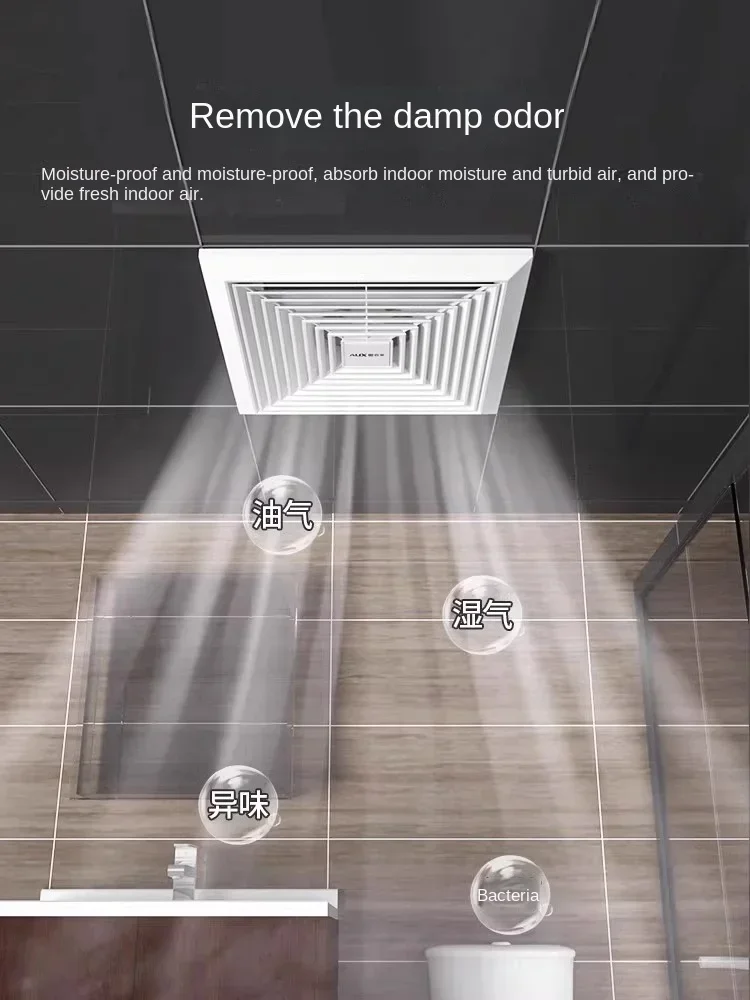 Aux plafondventilator afzuigventilator krachtige badkamer keuken geïntegreerde pijp afzuigventilator uitlaat 1468