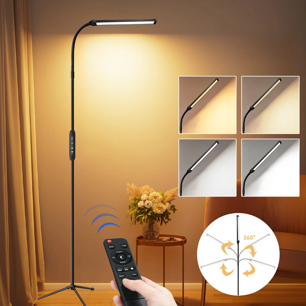 

Bright LED Floor Light with Timer, Adjustable Color Temperature & Dimmable, Standing Floor Lamps for Living Room Bed Room Office