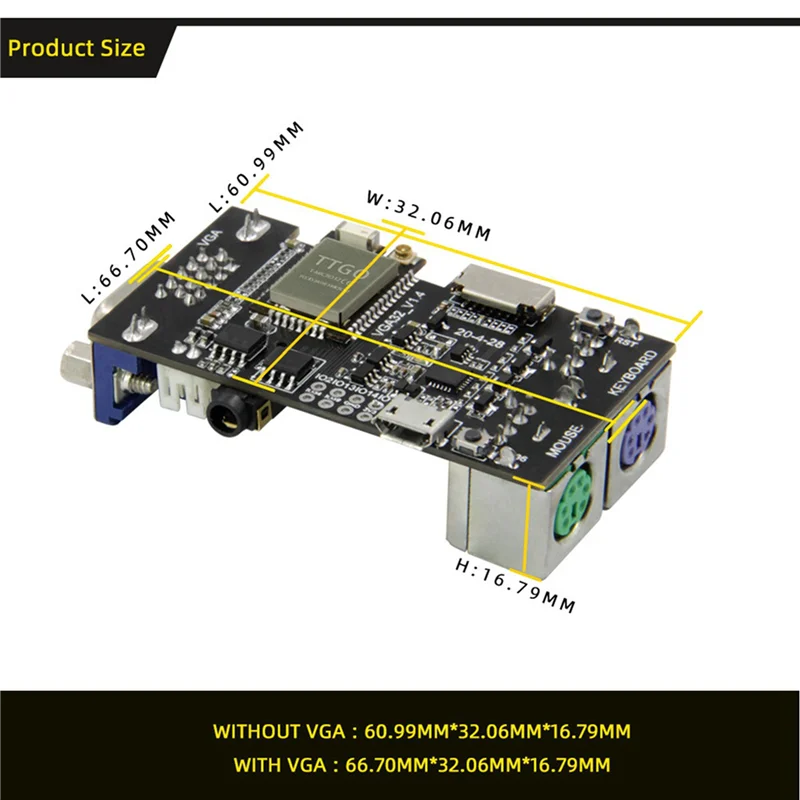 CEA 3X Fabgl VGA32 VGA ESP32 Modulo PSRAM V1.4 Controller PS/2 Mouse Tastiera Libreria grafica Gioco ANSI/VT