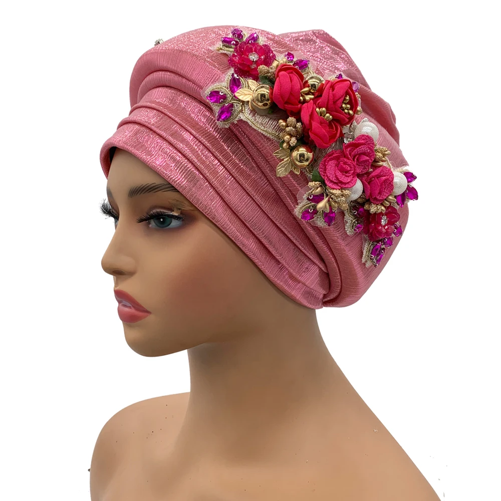 Exquisite Bouquet African Women\'s Turban Cap Ready to Wear Nigeria Auto Gele Headtie Female Fashion Head Wraps Turbante Mujer