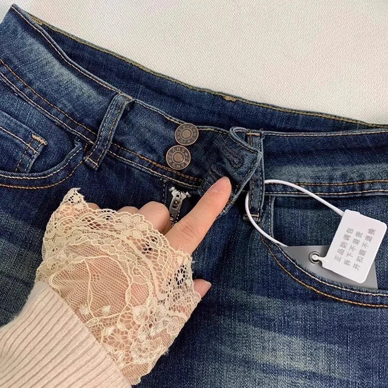New Sexy Hot Girl Low-waist Retro Blue Denim Shorts 2026 Summer Women's Fashion Slimming A-line Mini Shorts view 4