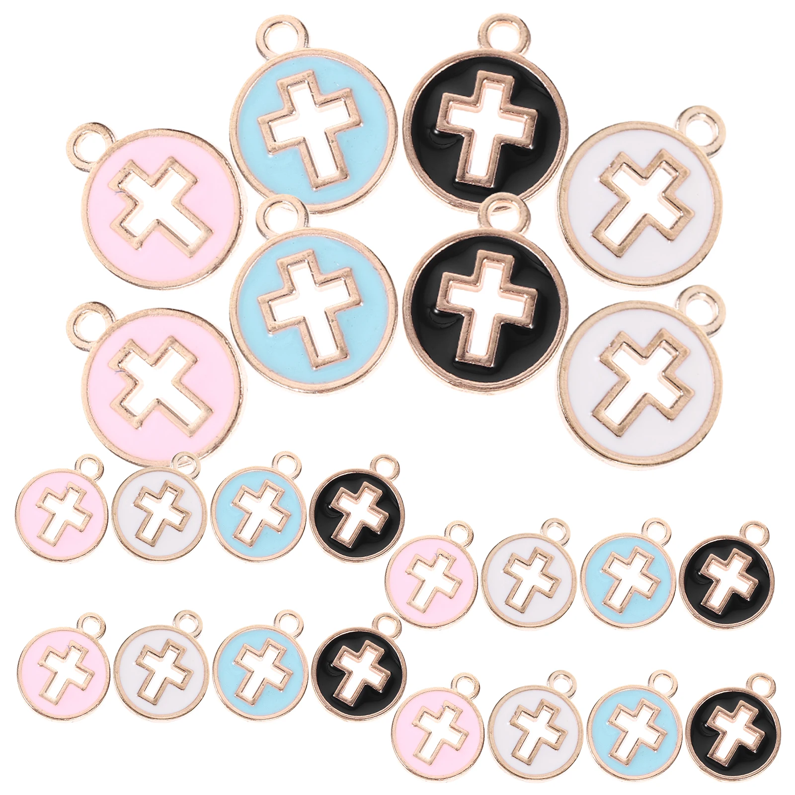 

40 Pcs Cross Pendant Silver White Black Charms DIY Crafting Ornaments Necklace Earrings Accessories Jewelry Making