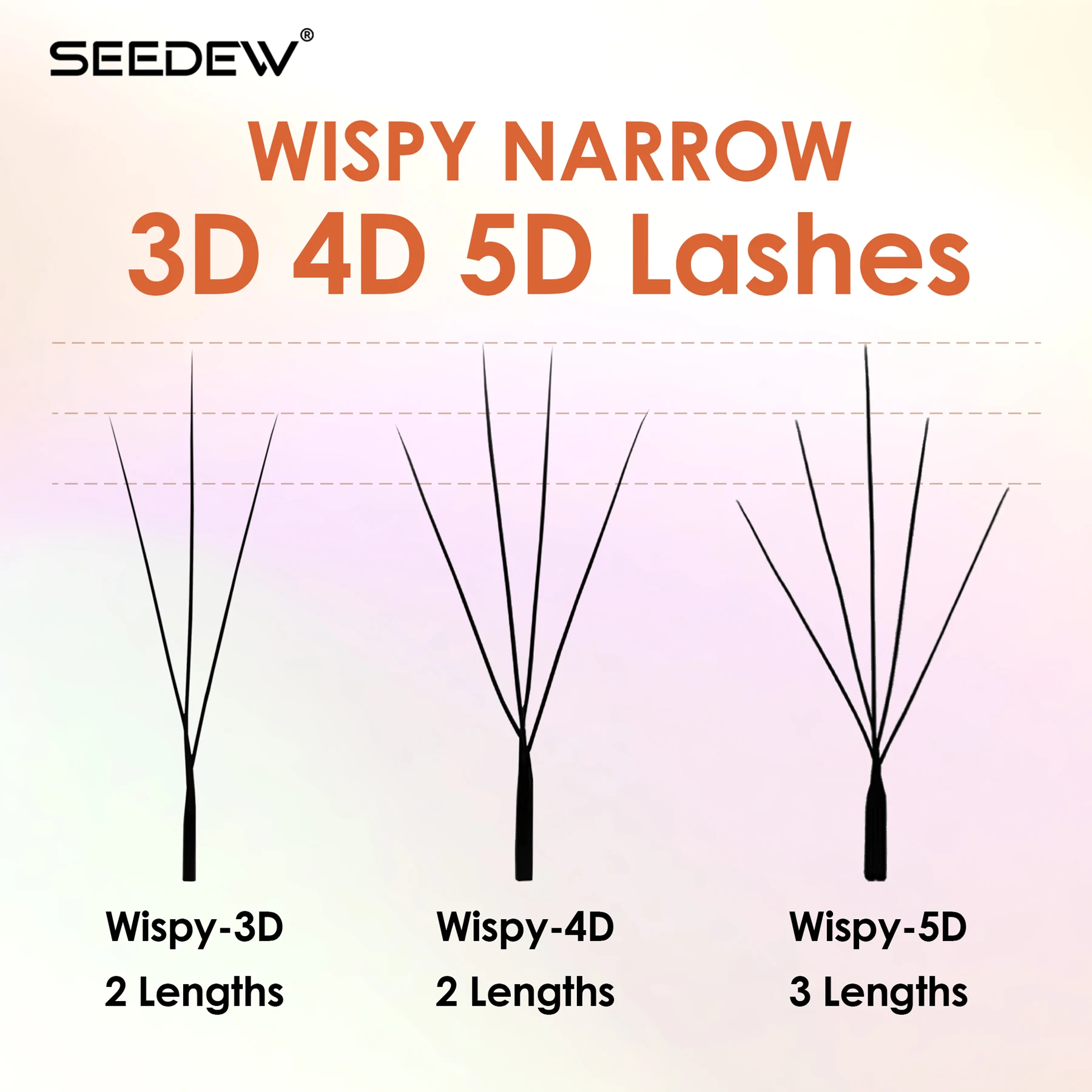 SEEDEW W-Form Wimpernverlängerungen Schmale 3D/4D/5D W Spark Clover Lashes Wispy Vorgefertigte Volumenfächer Falsche Wimpern – Detail 1