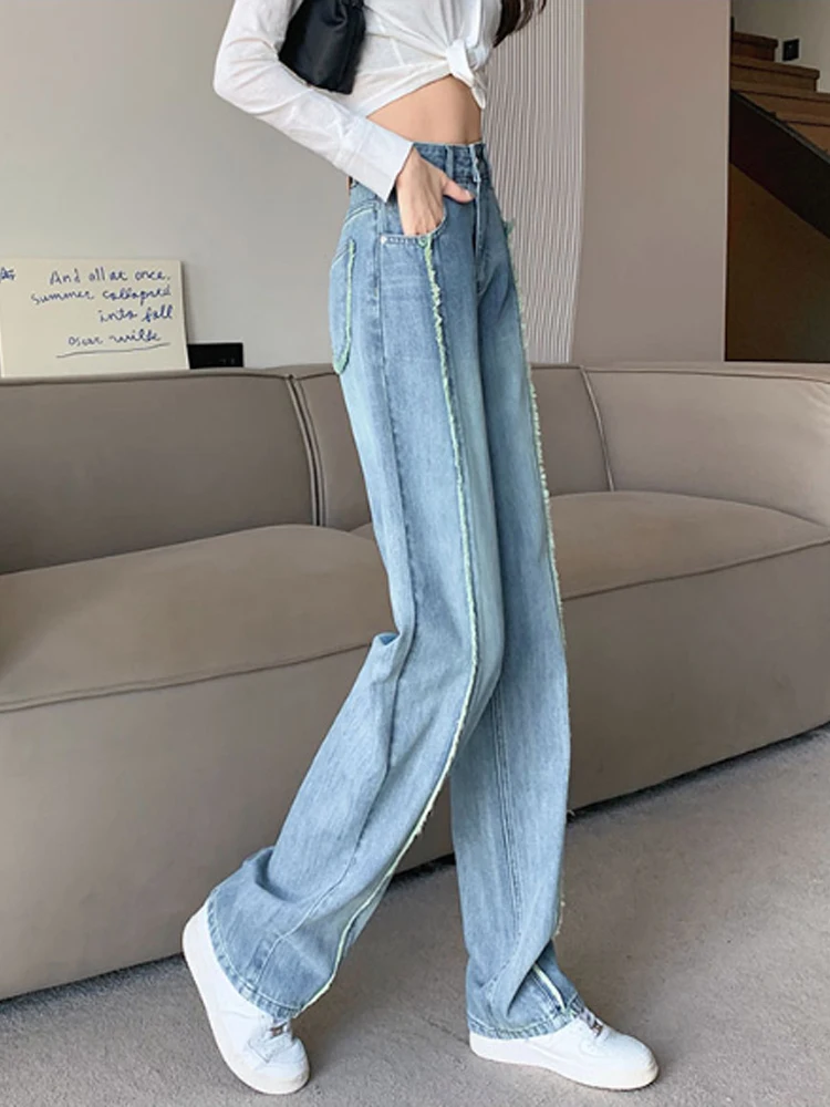 Jeans donna blu Y2k Harajuku anni '90 estetica Streetwear pantaloni larghi in Denim pantaloni Jeans Vintage 2000s vestiti alla moda Trashy 2024