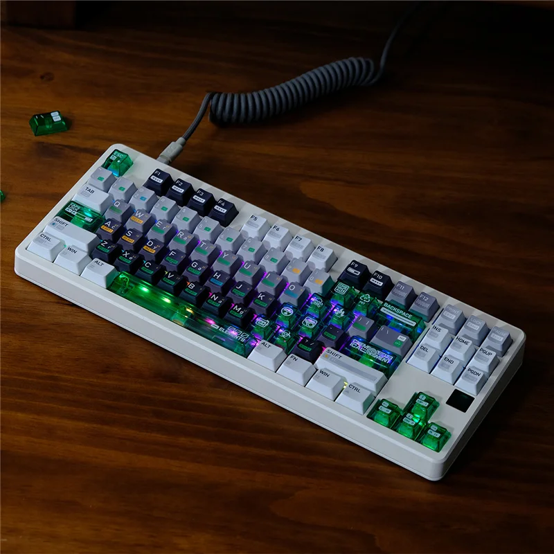 Imagem -04 - Teclado Mecânico Transparente Keycaps Químicos Personalizados Sublimação Cereja Perfil 173 Chaves Verde