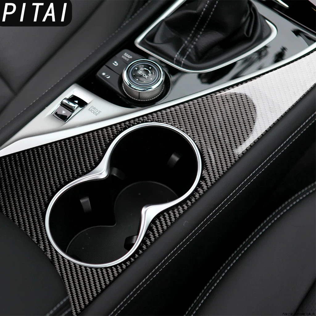 For Infiniti Q50 2014-2020 Car Carbon Fiber Cup Holder Panel decoration Sticker Modification Car Interior Accessories Sticker