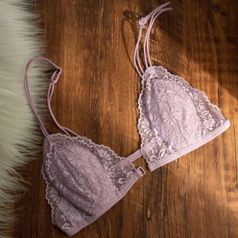 YANFENPRO Sutiã Feminino Triangular Francês Liso Taça Fina Sem Aro Renda Respirável Espalda Bonita Confortável Underwear
