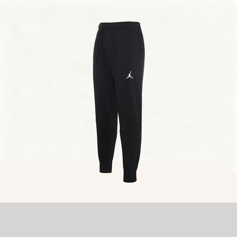 Nike Jordan Sport Solid-Color Logo-Printed Drawstring Cuffed Casual Knit Sweatpants for Men, Black DQ7333-010