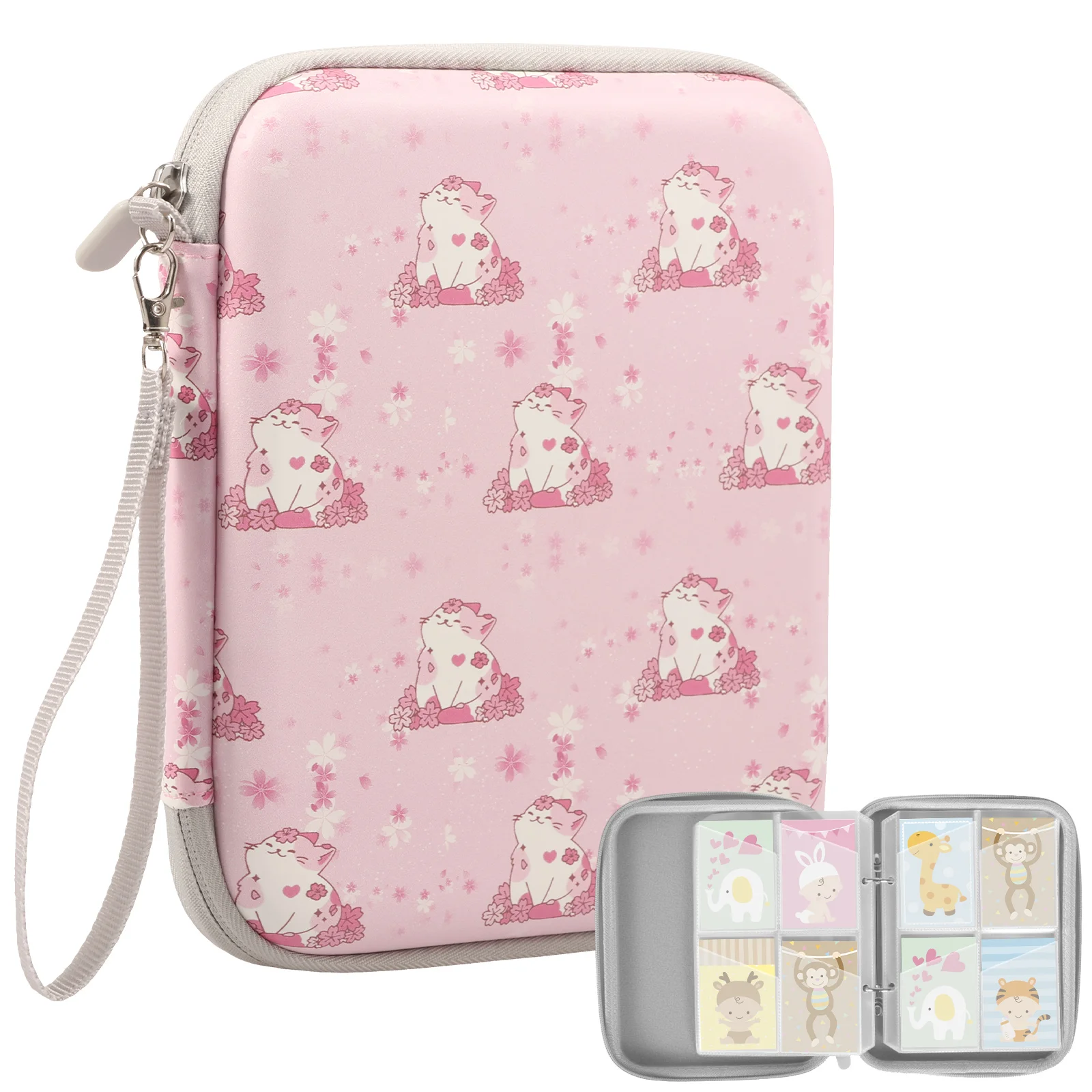 

Карманный держатель на 80 карт с молнией и ремешком для игровых карт, мини-аудиокниг, игральных карт, а также для хранения аудиокнигов и карточек с животными