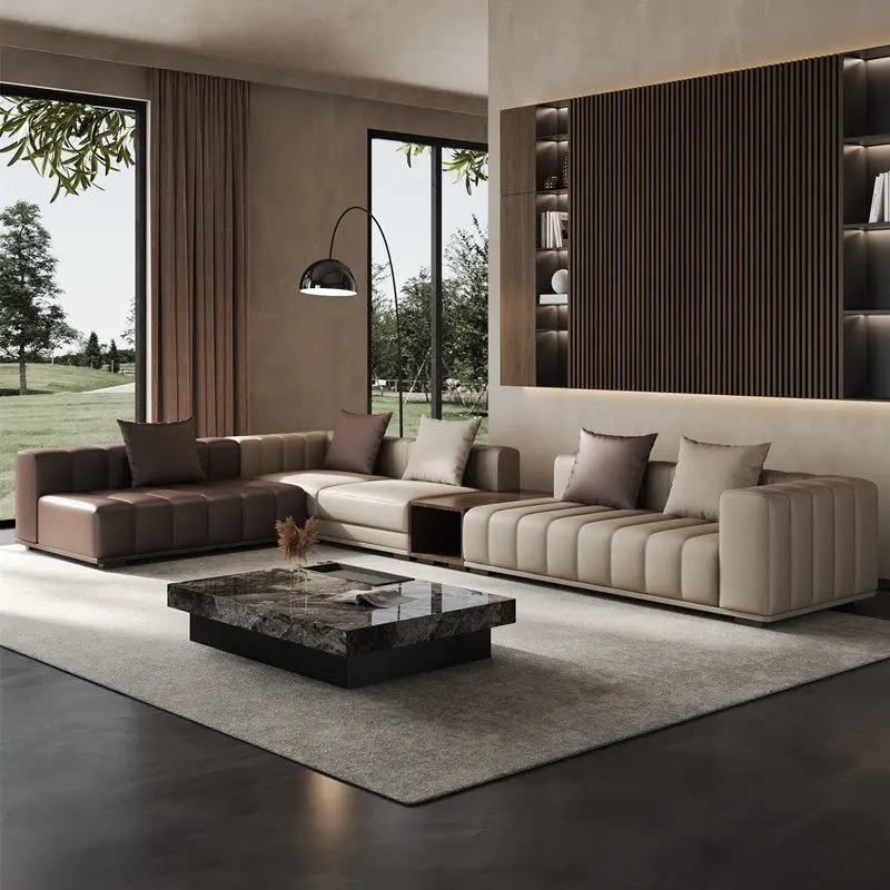 Office Leather Living Room Sofas Puffs Floor Lounge Modern Designer Living Room Sofas Minimalist Sectional Divano Home Furniture