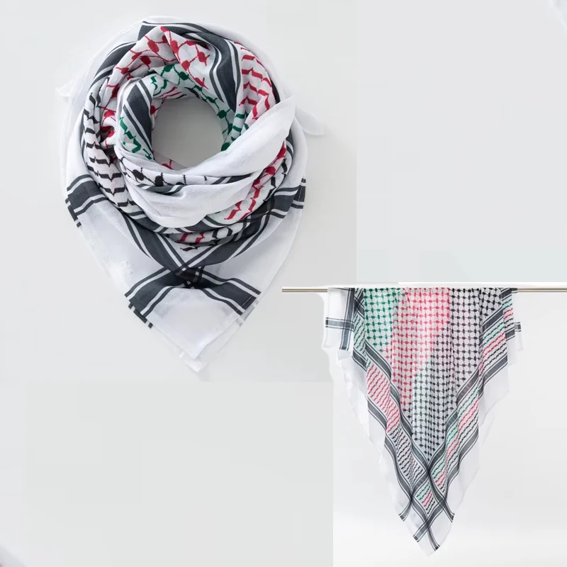 Outdoor Camping Shemagh Desert Scarf Shemagh Scarf Men's Neck Head Wrap for Men's Cotton Keffiyeh Arabic Bag Tactical Gear