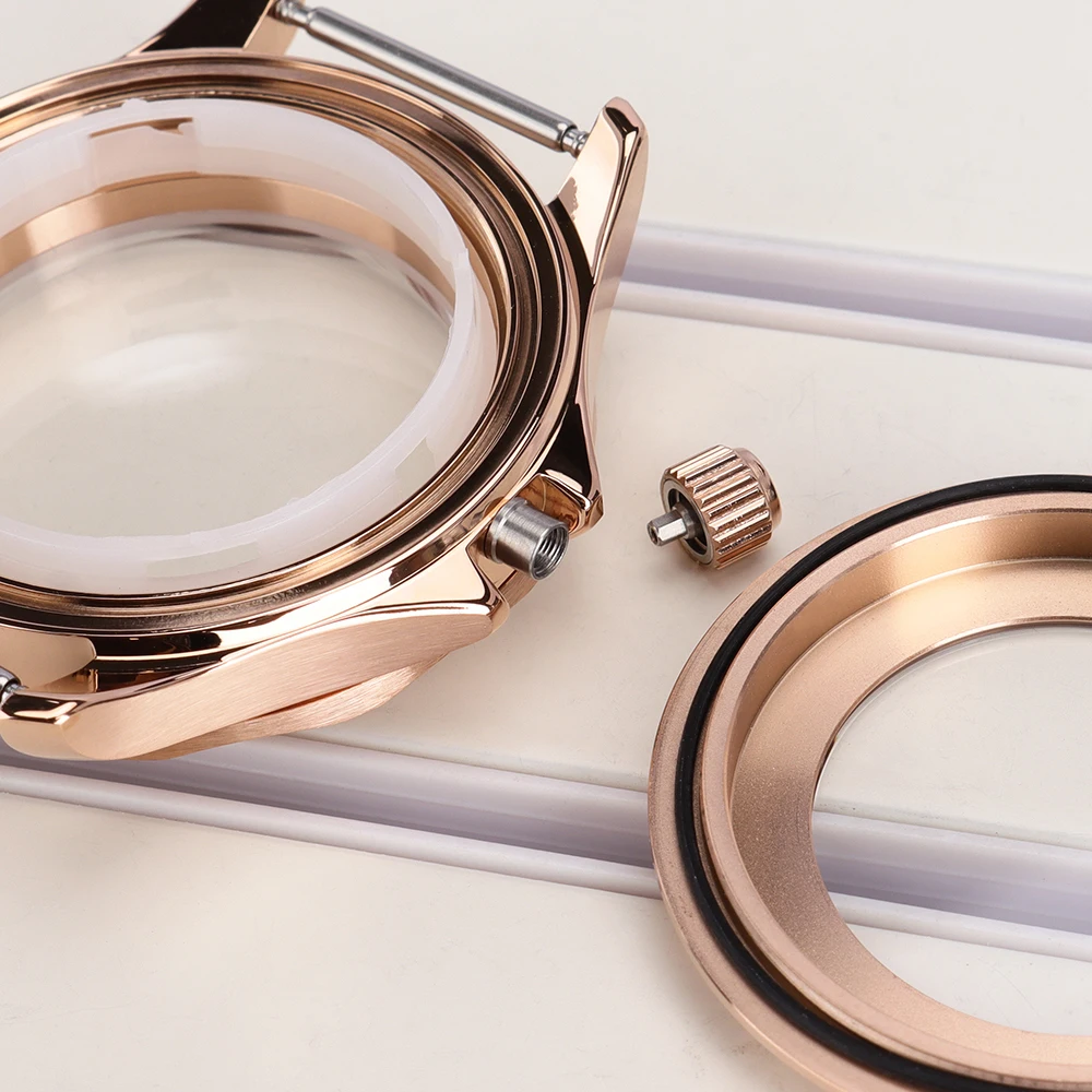 NH35 Gehäuse 41mm Roségold für Seamaster 300 316L Edelstahl Uhrengehäuse Passend für NH35 NH36 Uhrwerk 31mm Zifferblatt Uhrenbox 20mm Armband – Detail 6