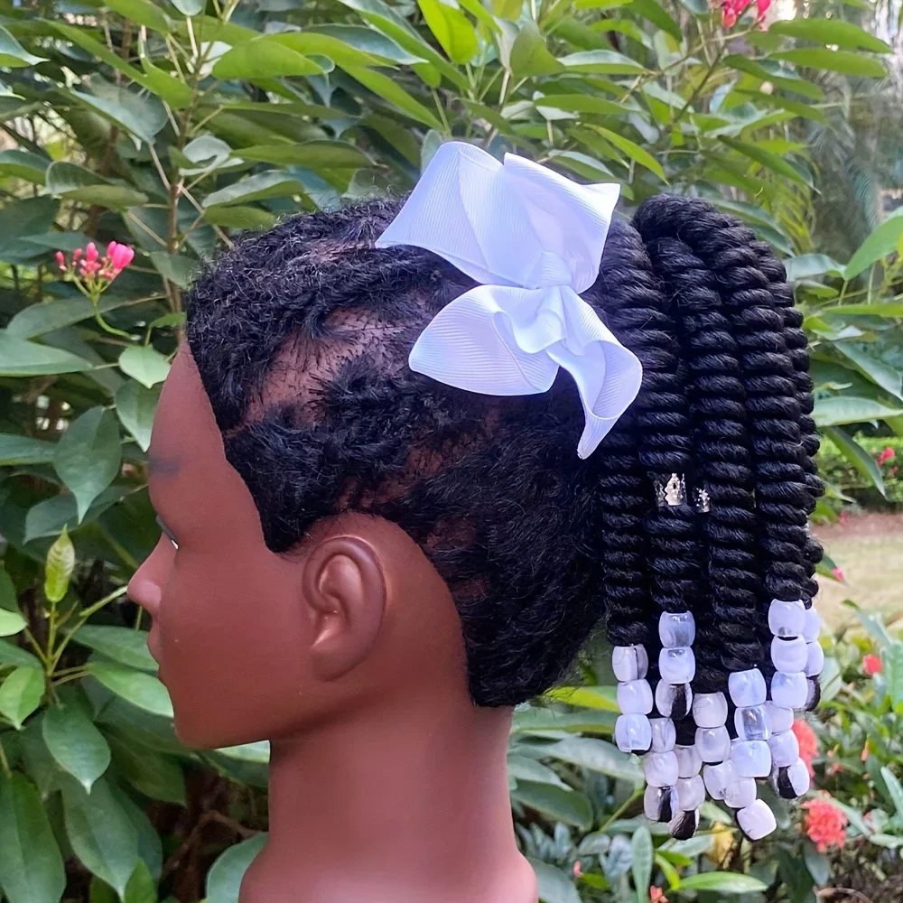 1 Stück bezaubernde geflochtene Zopf-Pferdeschwanz-Perücke für Kinder – weiches Haar-Accessoire für Feiertagspartys, Cosplay und den täglichen Gebrauch – Detail 8