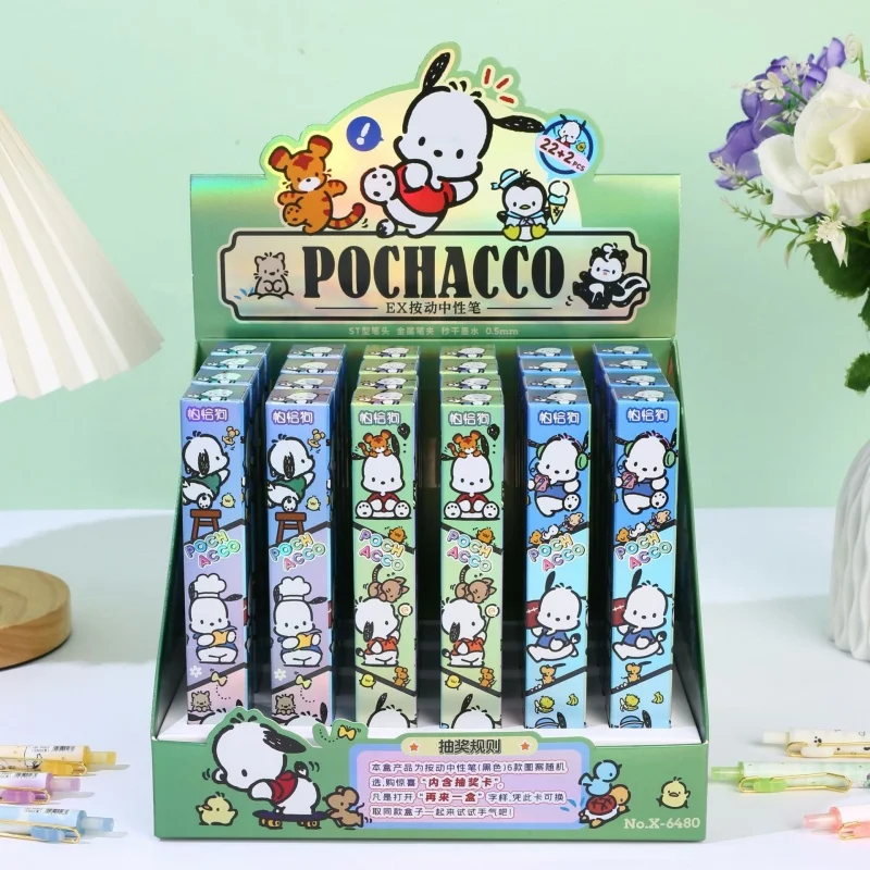 

24 шт./лот Kawaii Sanrio Pochacco Press гелевая ручка милые 0,5 мм черные чернила ручки для подписи школьные принадлежности