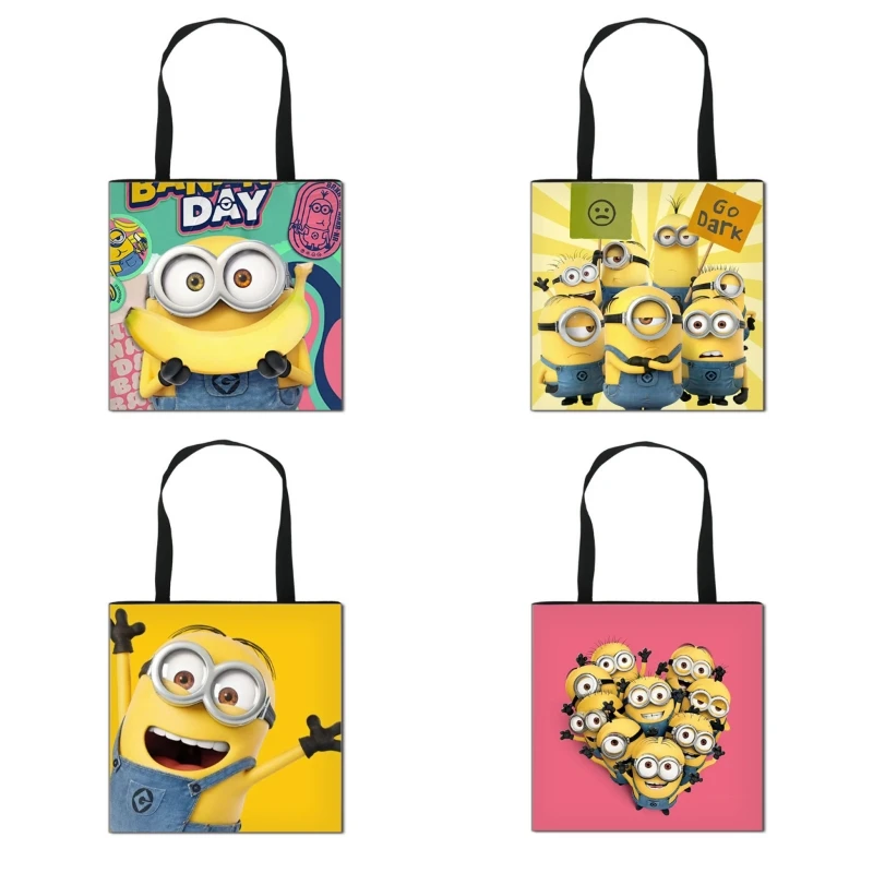 39X39Cm Anime Minions Canvas Bag Cartoon Cute Student Portable Large Capacity Oxford Fabric Shoulder Bags Kawaii Fashion Gift