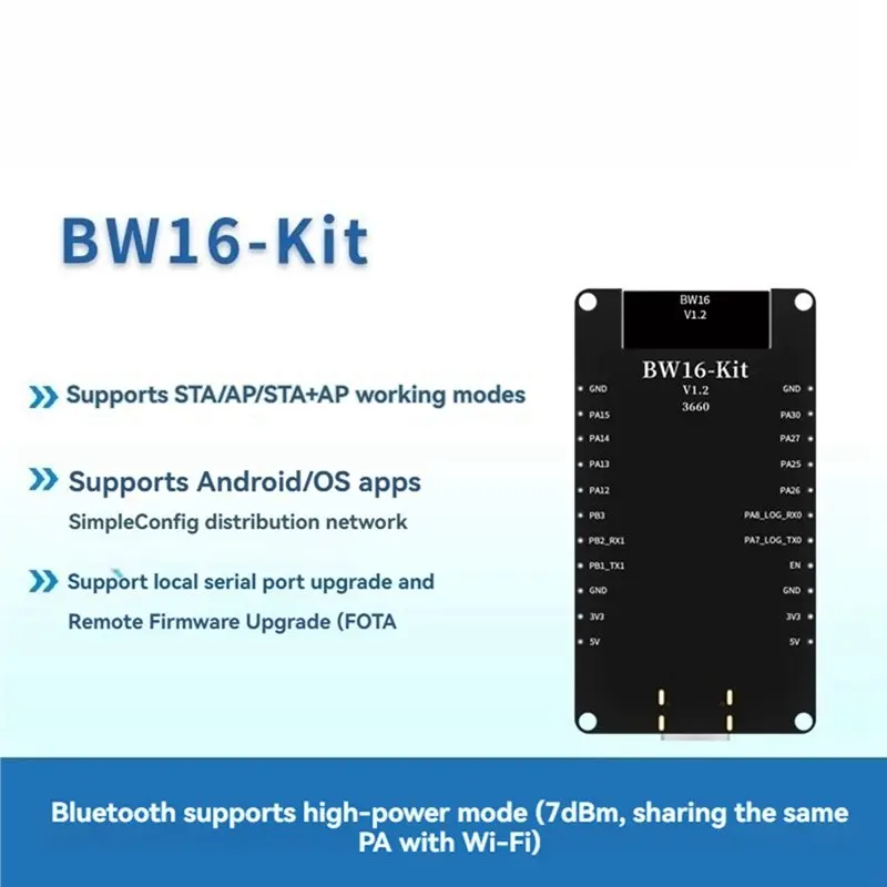 [LXYA68Z!] BW16-Kit RTL8720DN Dual-Band 2.4G/5G Wi-Fi Development Board Type-C Port Low-Power Bluetooth BLE Module Unwelded