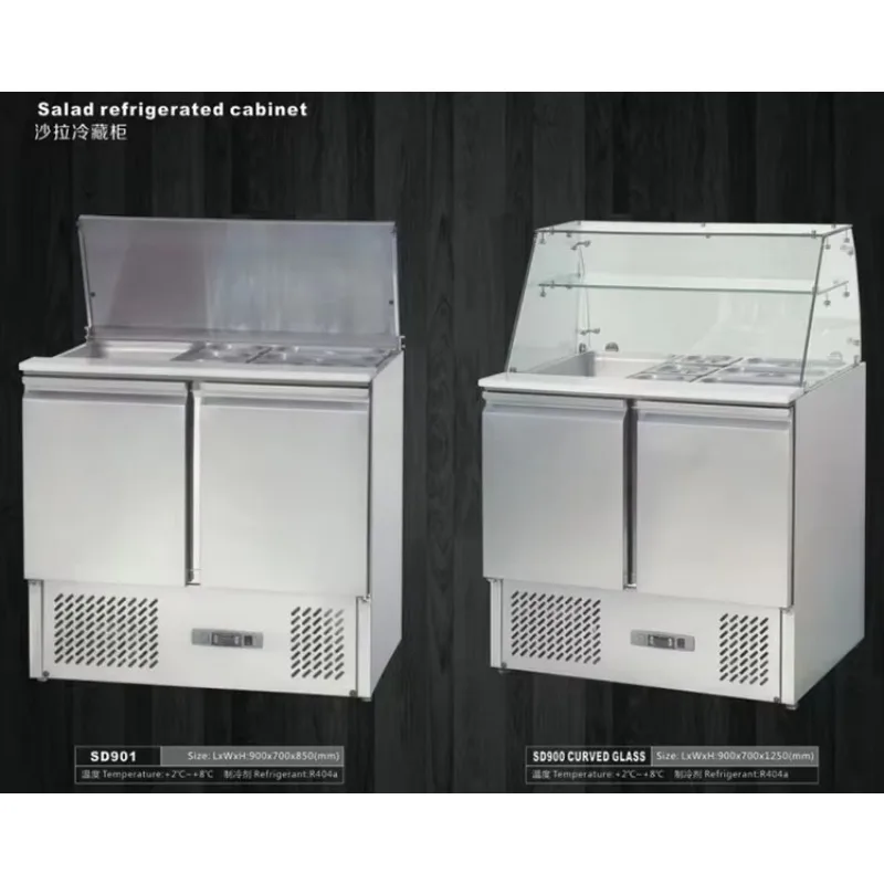 Commercial Kitchen Catering Refrigeration Equipment Salad Bar Counter Freezer Fridge Workbench Refrigerator Table Under Counter