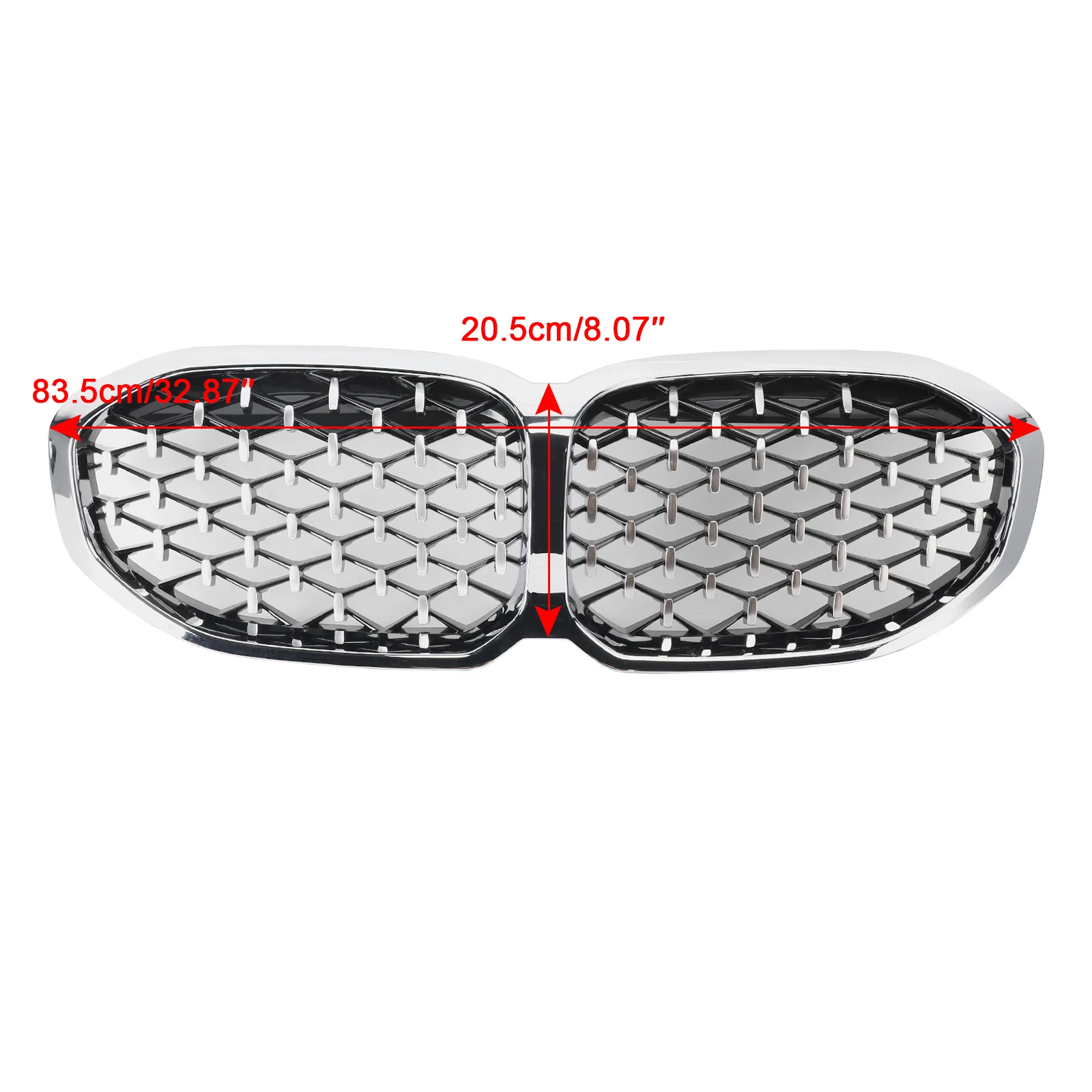 Artudatech Front Kidney Grille Grill For BMW 1 Series F40 2019-2023 Silver Diamond Style