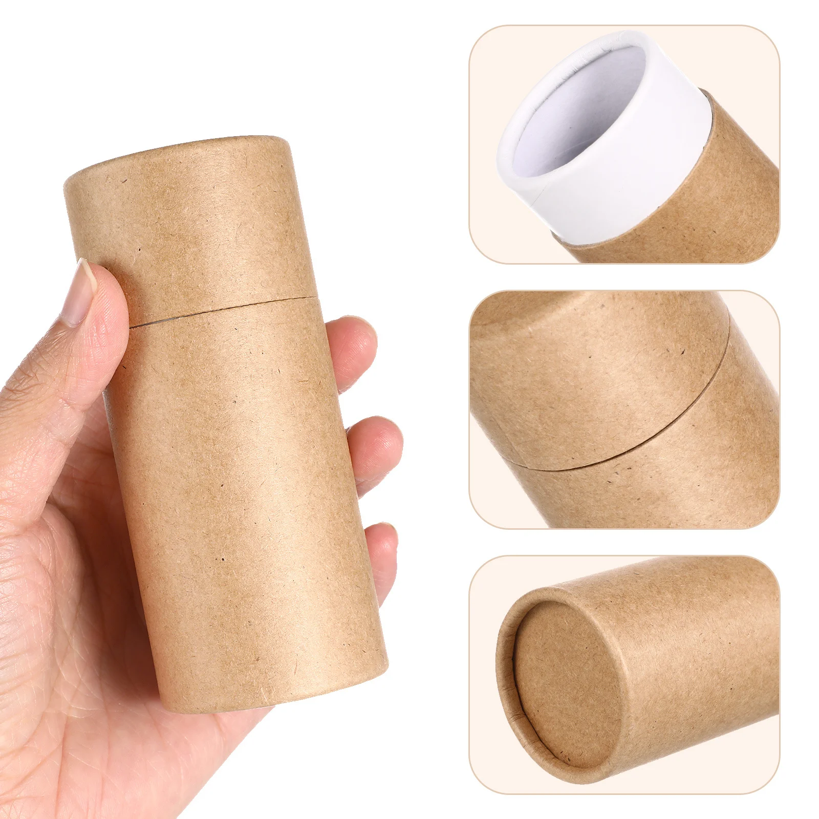 

10pcs Essential Oil Bottle Packing Boxes Brown Kraft Paper Cylinder Storage Cans Practical Gift Containers For Tea Incense