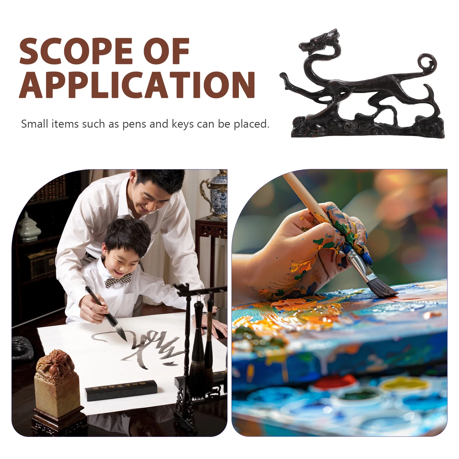 التنين الفني الخط فرشاة الراحة النحاس حامل القلم حامل فرشاة عملية براعة رائعة تراجع حامل قلم #5