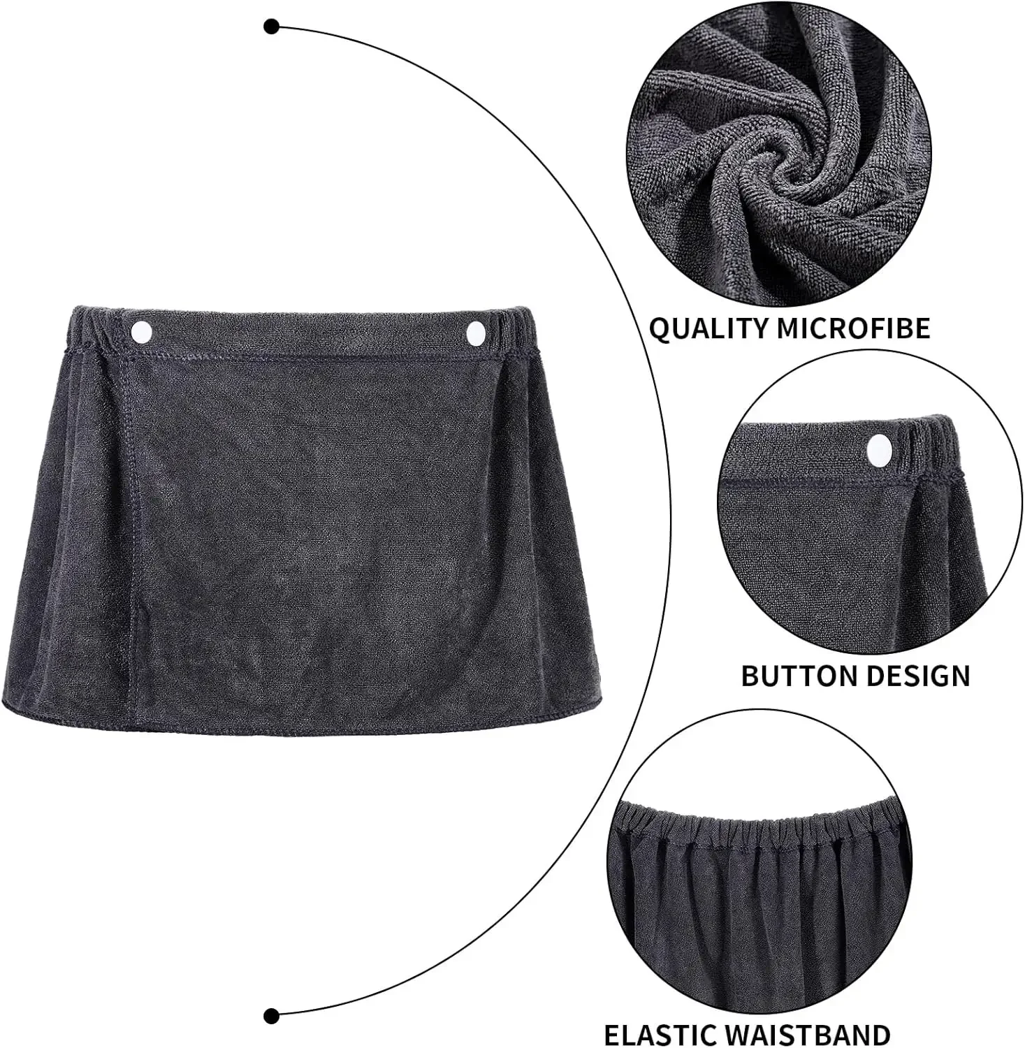 1/2/5Pcs Men's Wearable Microfiber Bath Towel Short Pants With Snap Closure for Swimming Beach Shower Spa Gym and Home Use