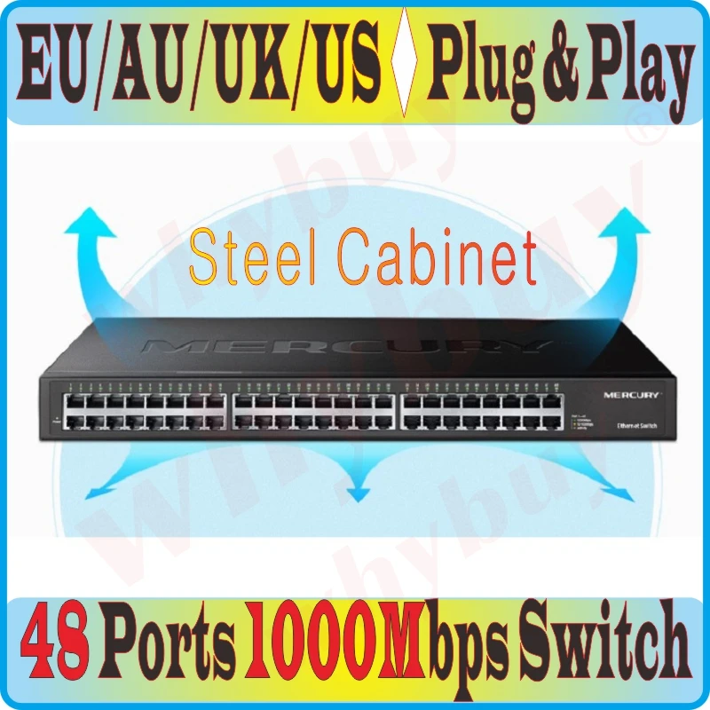 Plug&Play, 48 Ports Desktop Fast 100Mbps Switch Ethernet Network Switch LAN Hub Full or Half duplex Exchange Tp-Link Switch